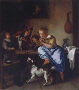 Jan Steen Children teaching a cat to dance oil painting reproduction